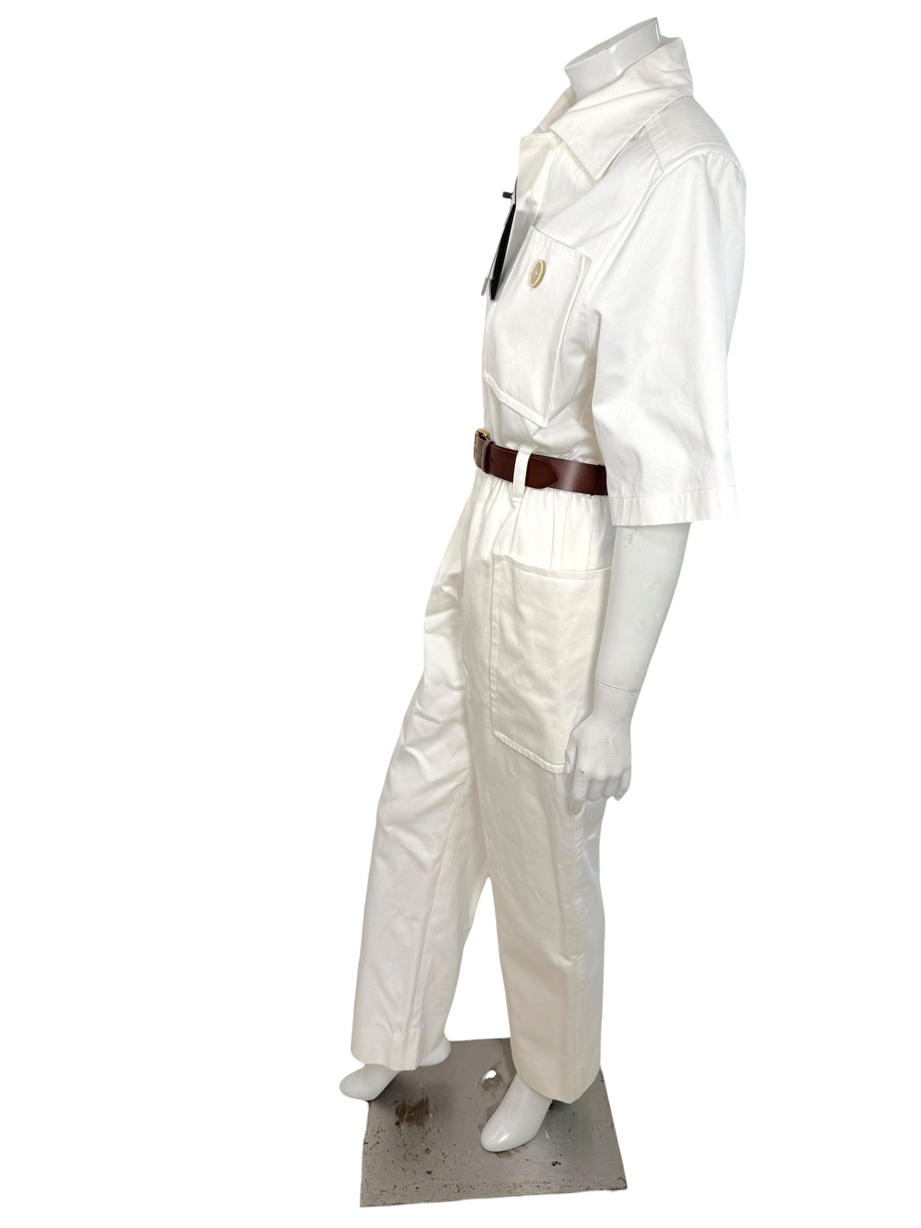 SAINT LAURENT 2023 White Utility Jumpsuit FR 36 NWT