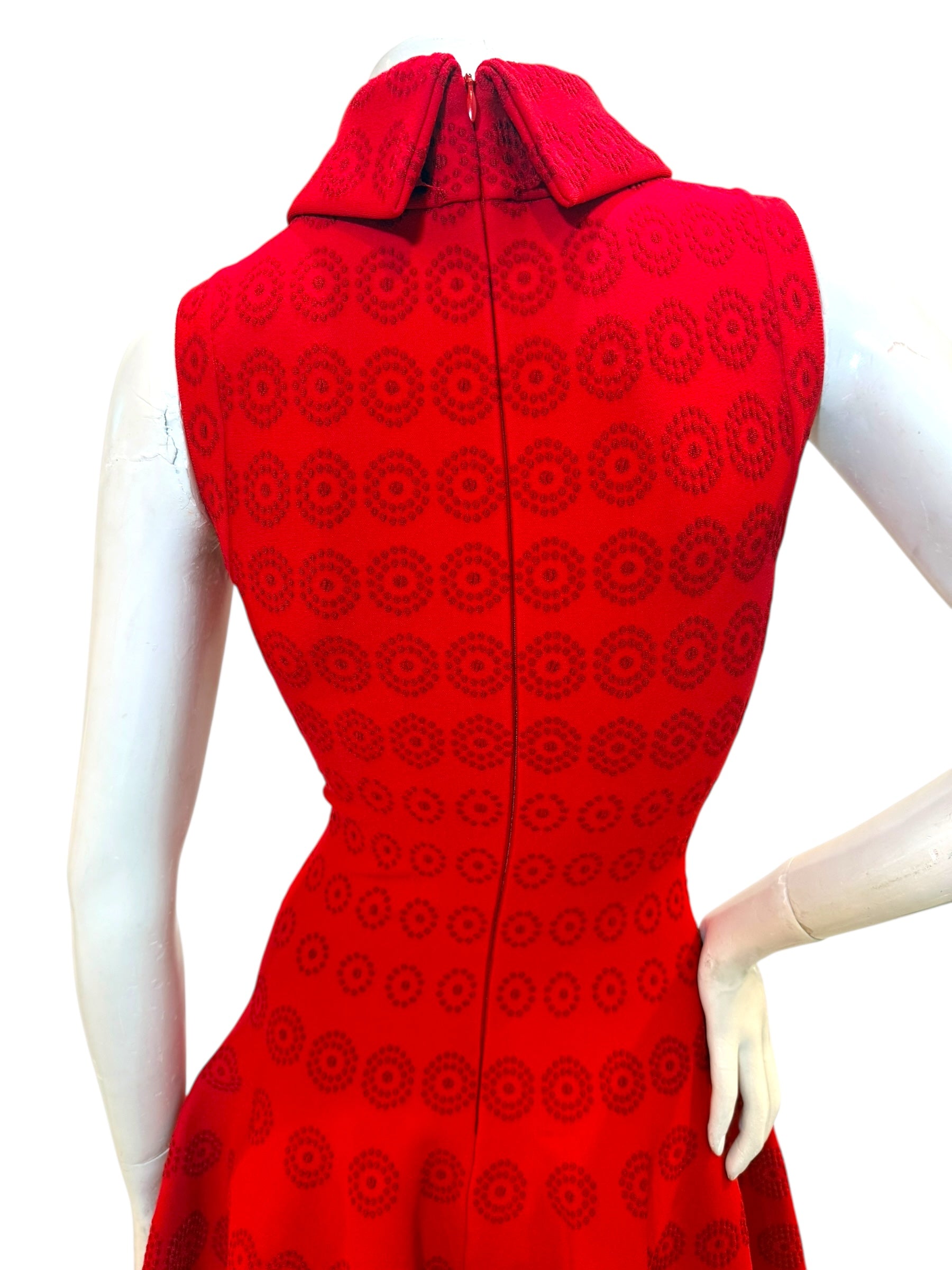 Alaïa Red Jacquard Knit Fit & Flare Dress – Spring/Summer 2017 IT 38