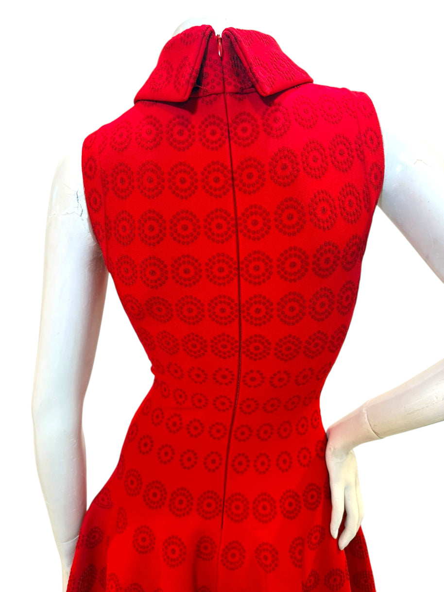Alaïa Red Jacquard Knit Fit & Flare Dress – Spring/Summer 2017 IT 38