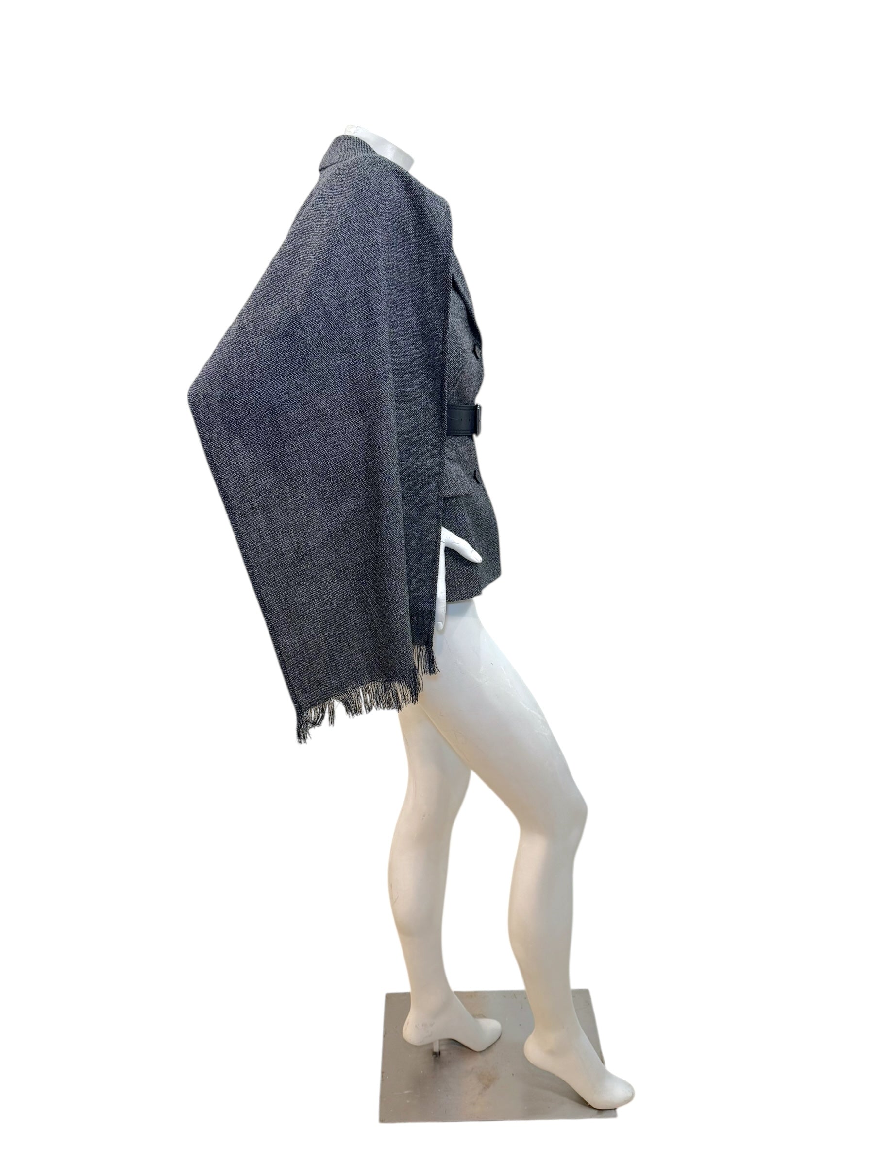 Christian Dior SS2011 3-Piece Wool Blazer, Removable Cape & Logo Belt Set FR36 | Galliano Era