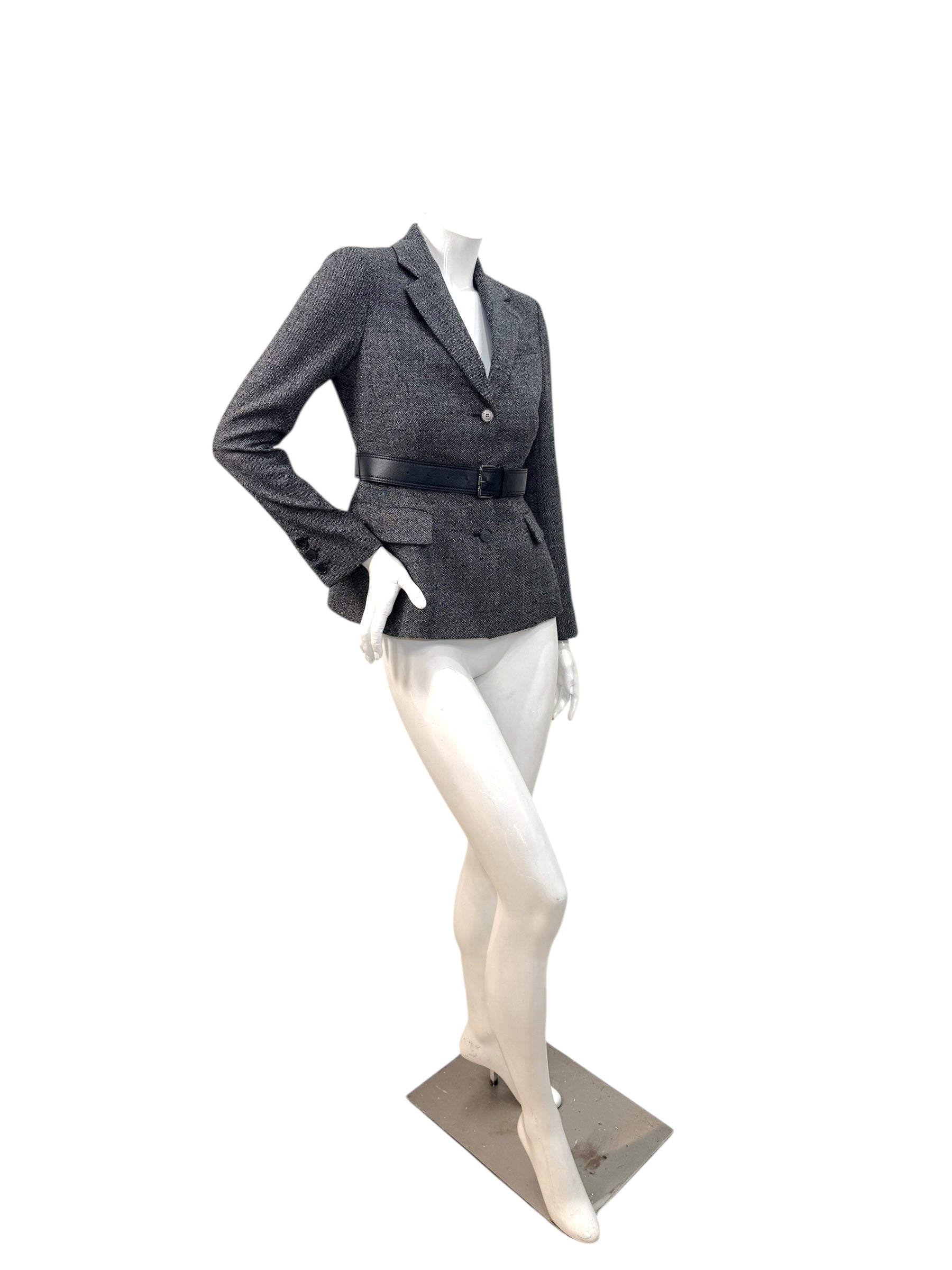 Christian Dior SS2011 3-Piece Wool Blazer, Removable Cape & Logo Belt Set FR36 | Galliano Era