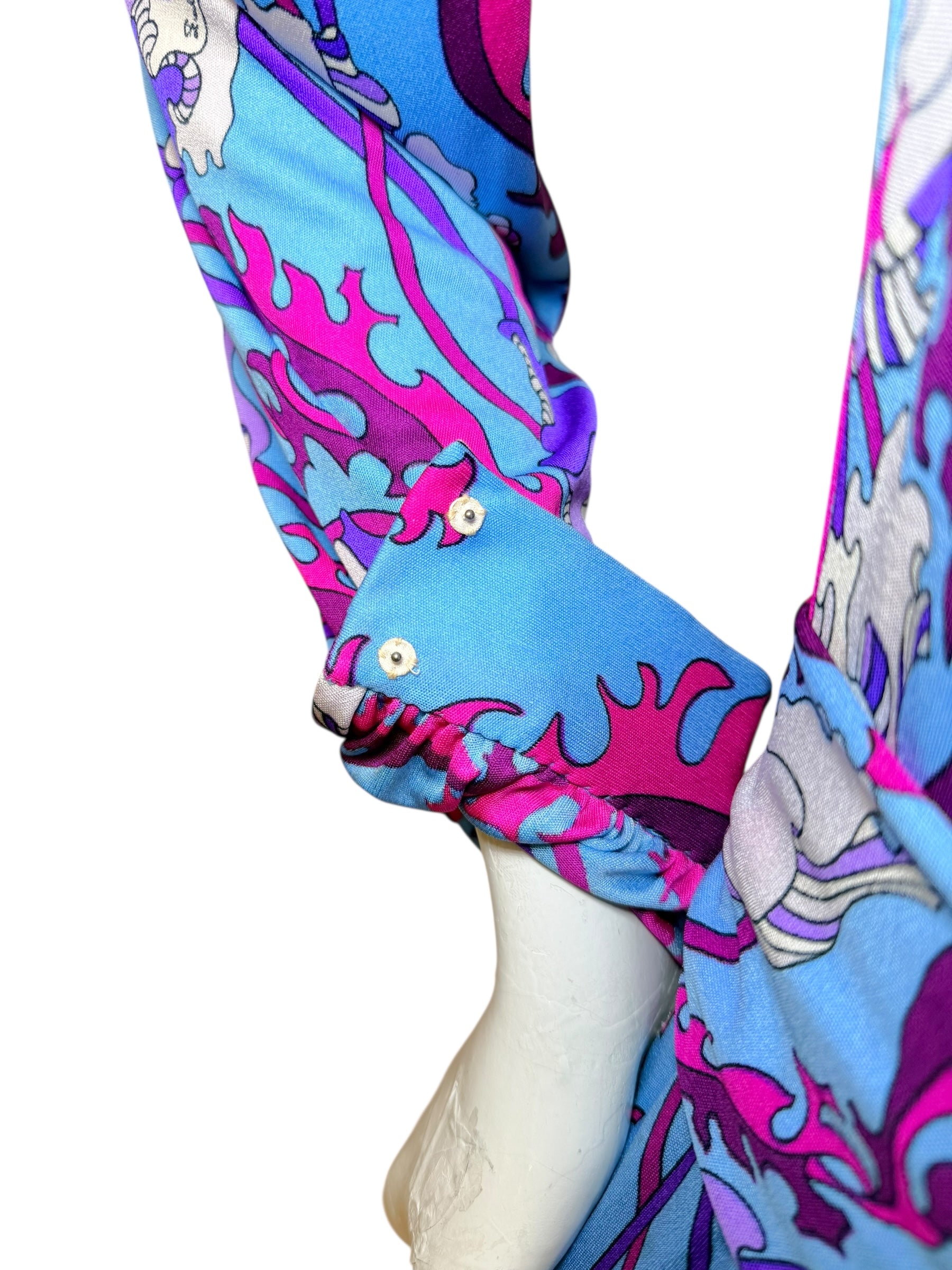 Vintage Emilio Pucci Psychedelic Print Long Sleeve Midi Dress | 1960s–1970s Italy