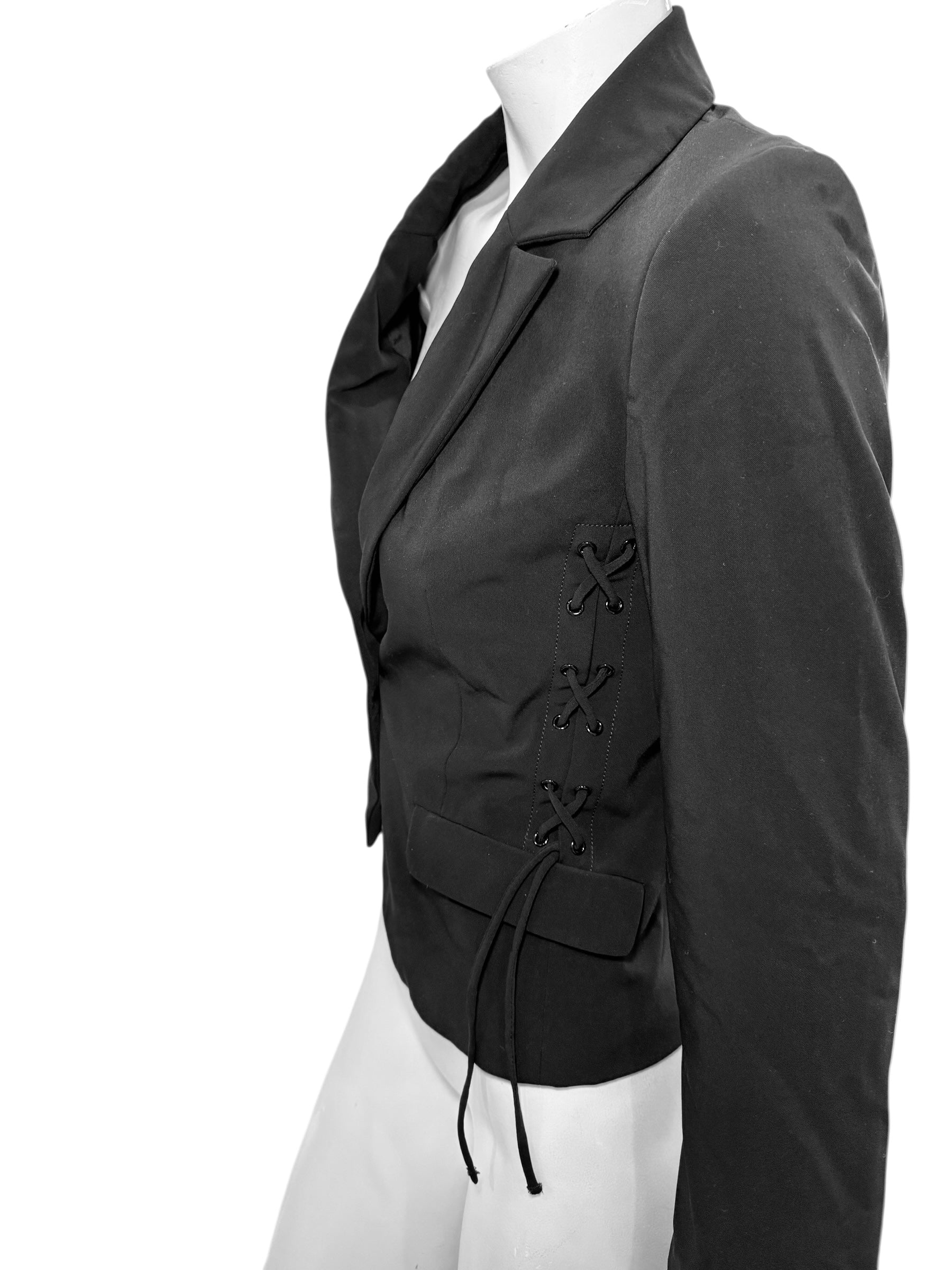 Love Moschino Black Tailored Jacket with Corset Lace-Up Sides IT 42 / US 6 (FW18/19)