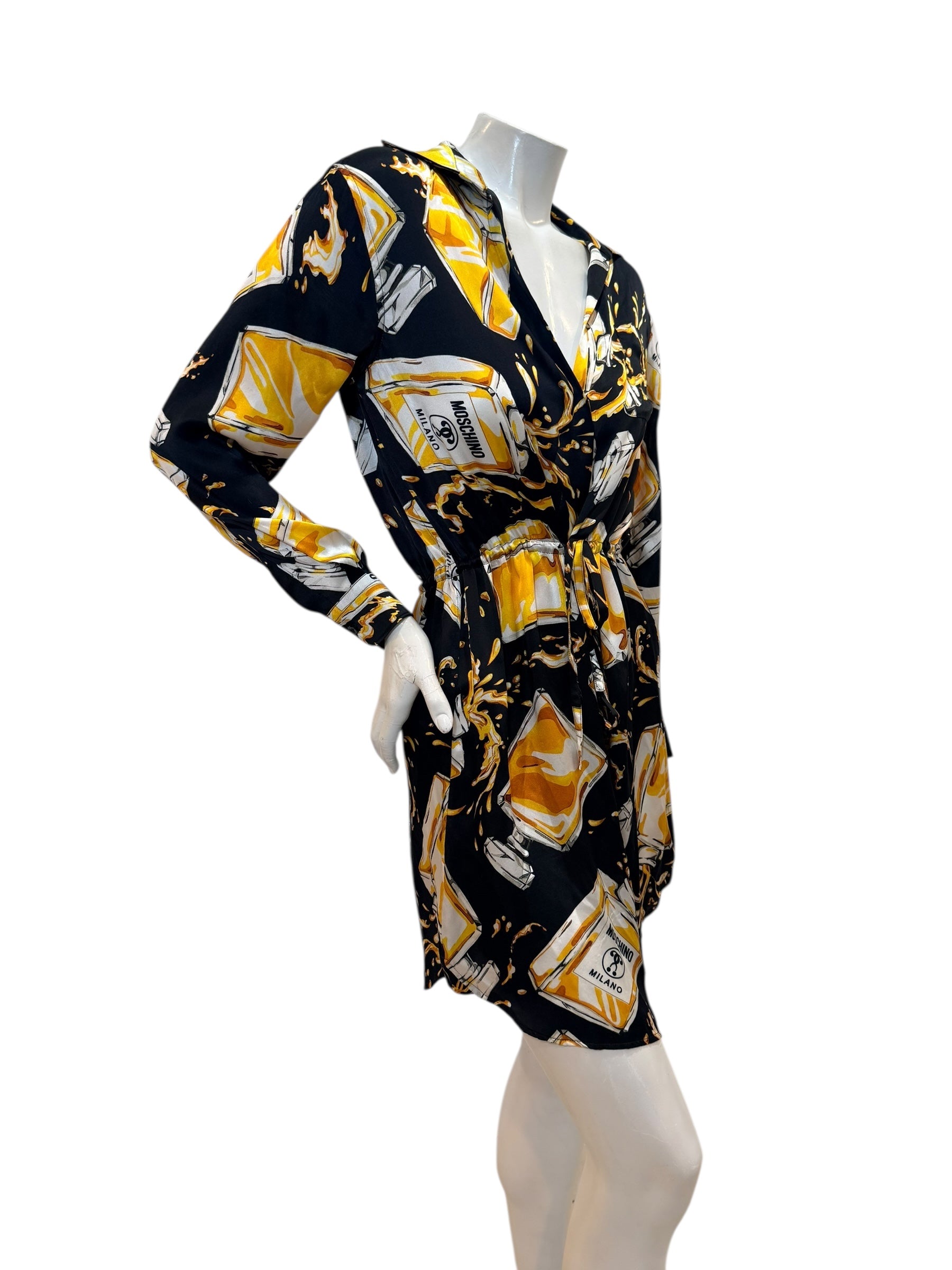 Moschino Couture Perfume Print Wrap Dress – Jeremy Scott Era IT 40
