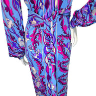 Vintage Emilio Pucci Psychedelic Print Long Sleeve Midi Dress | 1960s–1970s Italy