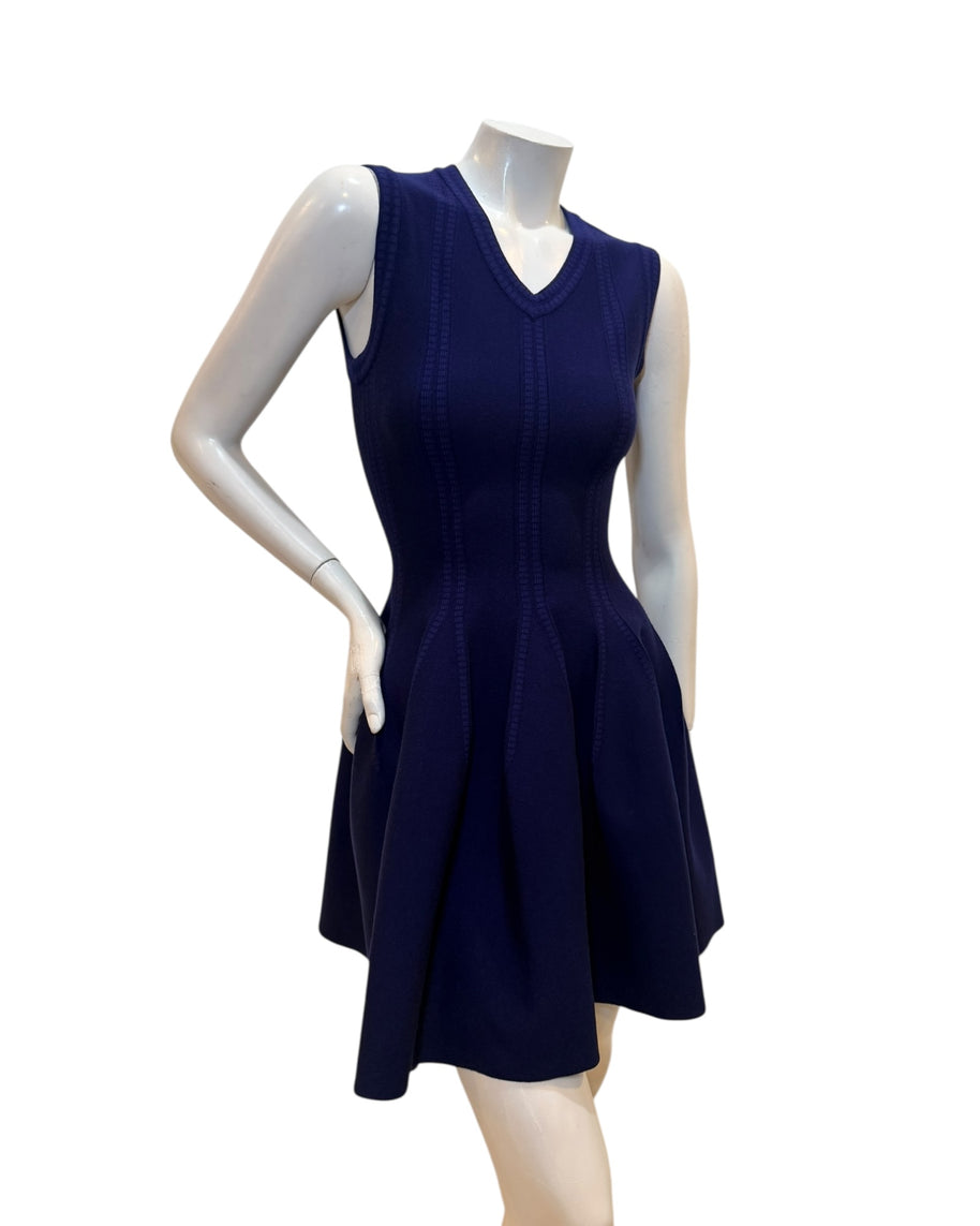 Alaïa Sculpted Knit Dress & Cropped Cardigan Set Blue IT 38 /40