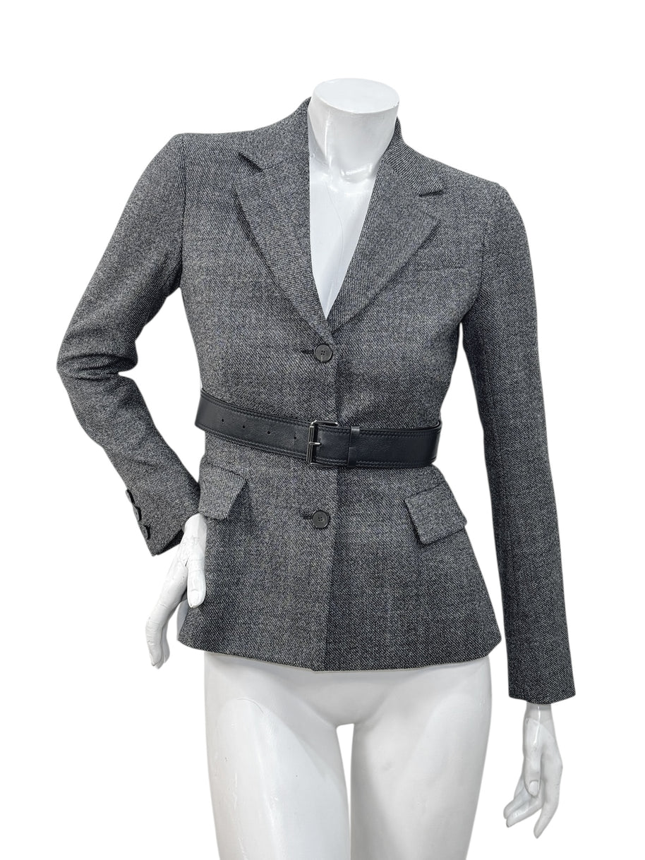 Christian Dior SS2011 3-Piece Wool Blazer, Removable Cape & Logo Belt Set FR36 | Galliano Era