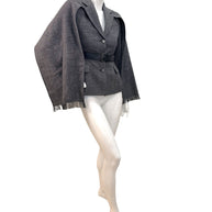 Christian Dior SS2011 3-Piece Wool Blazer, Removable Cape & Logo Belt Set FR36 | Galliano Era
