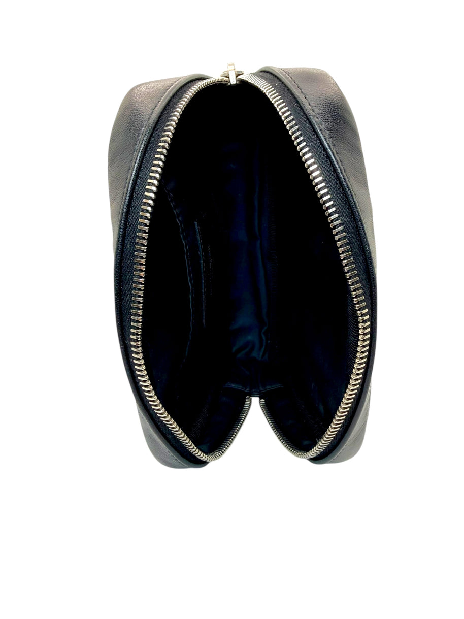 Saint Laurent Paris YSL Black Quilted Leather Mini Camera / Cosmetic Bag