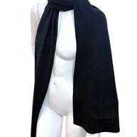 Chanel Black Cashmere Logo Scarf Wrap | Oversized CC Shawl Made in Italy (NWT)