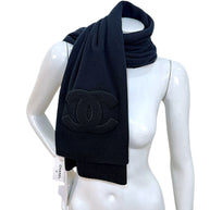 Chanel Black Cashmere Logo Scarf Wrap | Oversized CC Shawl Made in Italy (NWT)