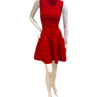 Alaïa Red Jacquard Knit Fit & Flare Dress – Spring/Summer 2017 IT 38