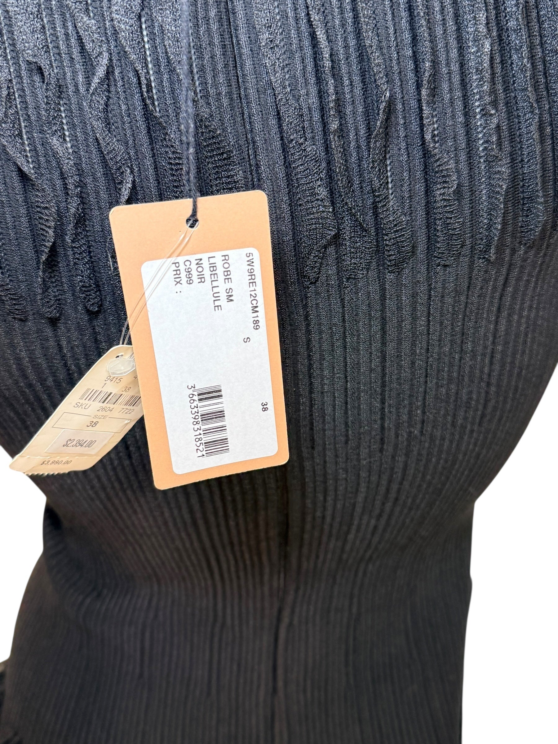 Alaïa Black Ribbed Knit Dress with Sculptural Ruffle Skirt | Size FR 38