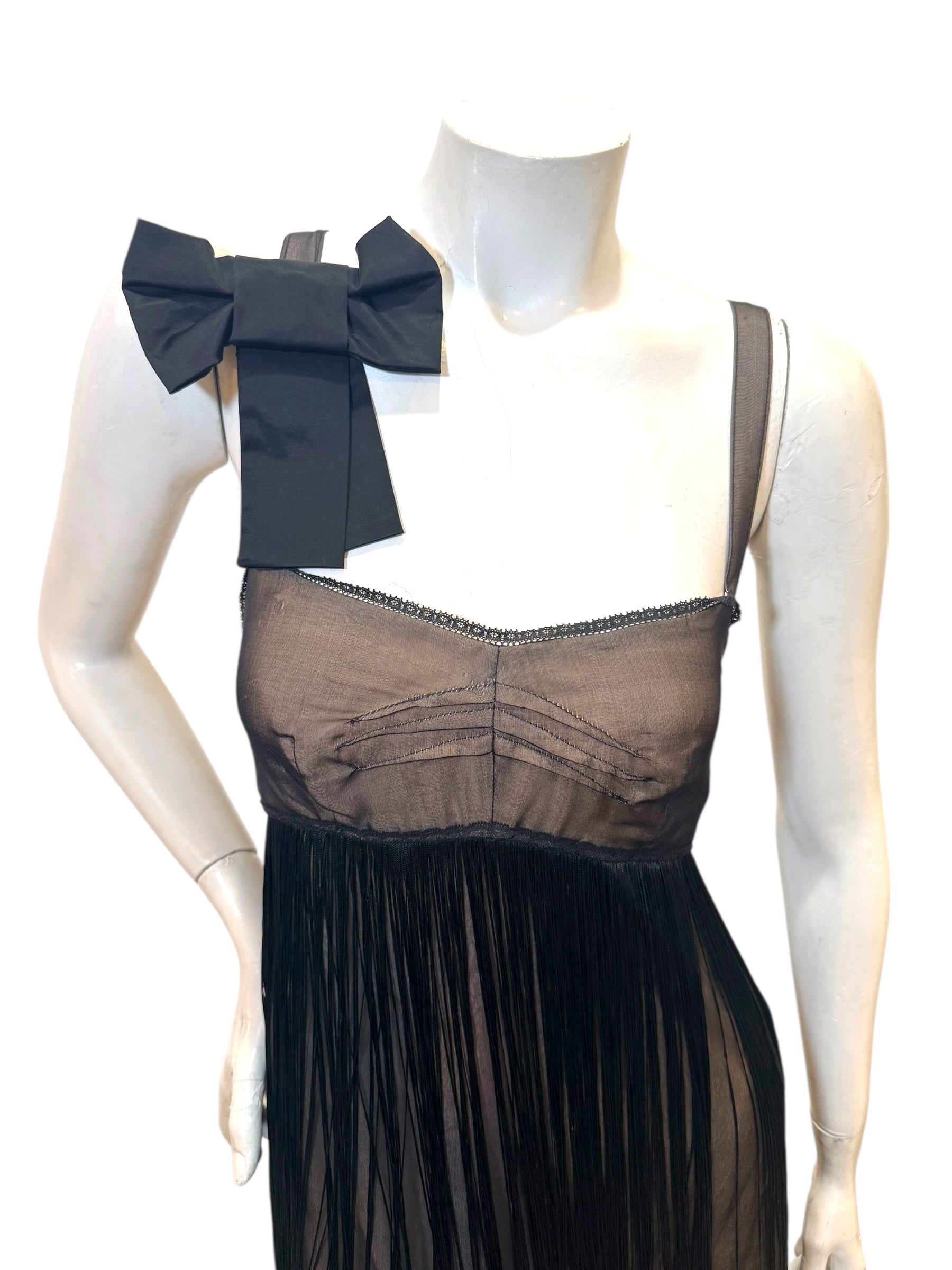Dolce & Gabbana Sheer Silk Bow Strap Dress Early 2000s IT 44