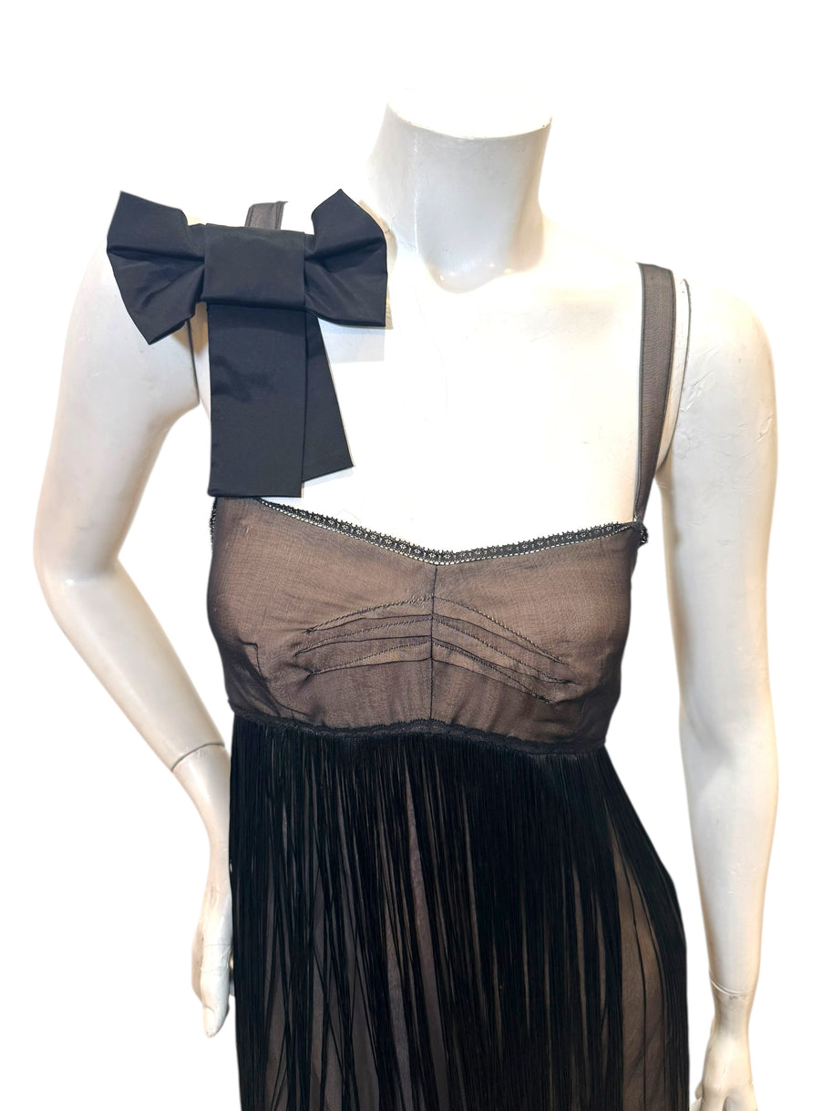 Dolce & Gabbana Sheer Silk Bow Strap Dress Early 2000s IT 44