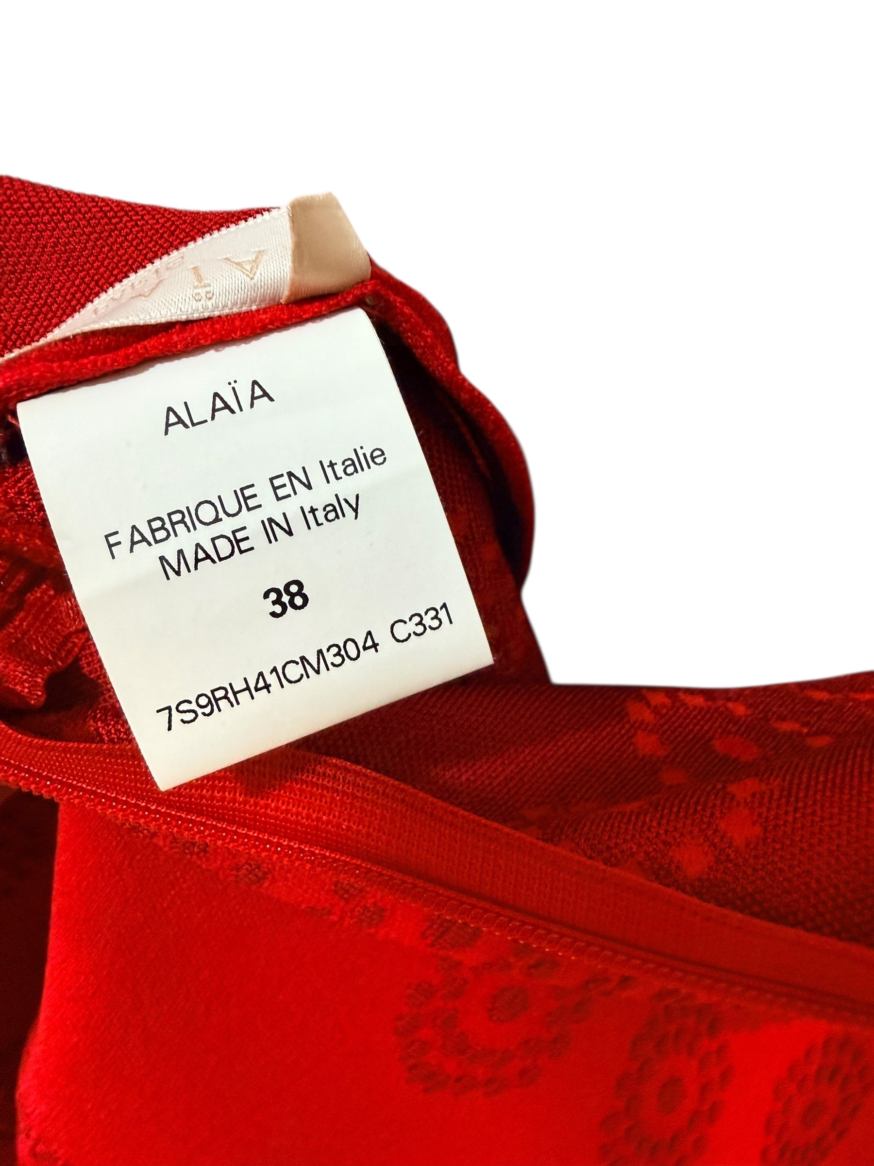 Alaïa Red Jacquard Knit Fit & Flare Dress – Spring/Summer 2017 IT 38