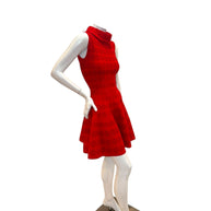 Alaïa Red Jacquard Knit Fit & Flare Dress – Spring/Summer 2017 IT 38