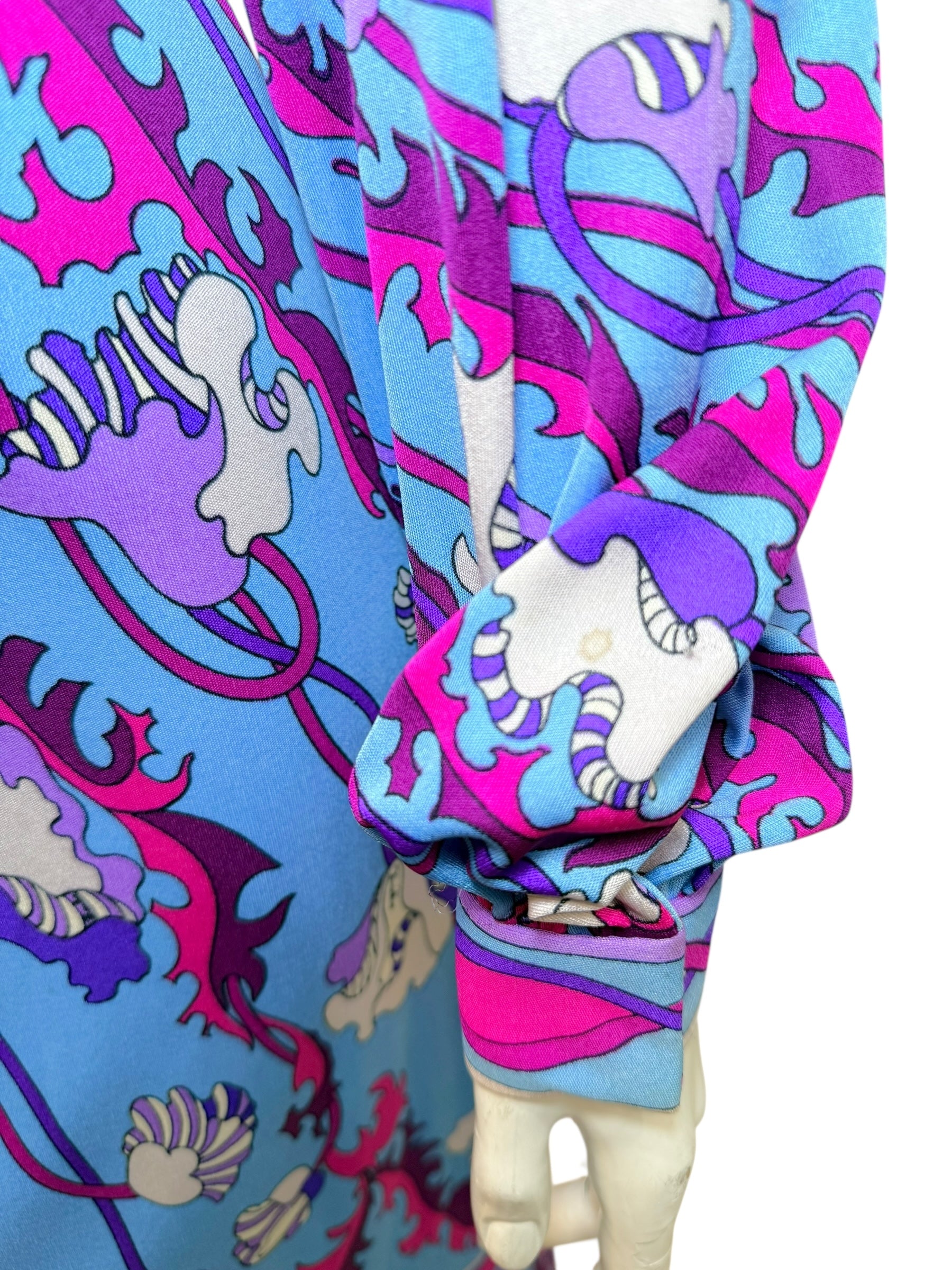Vintage Emilio Pucci Psychedelic Print Long Sleeve Midi Dress | 1960s–1970s Italy