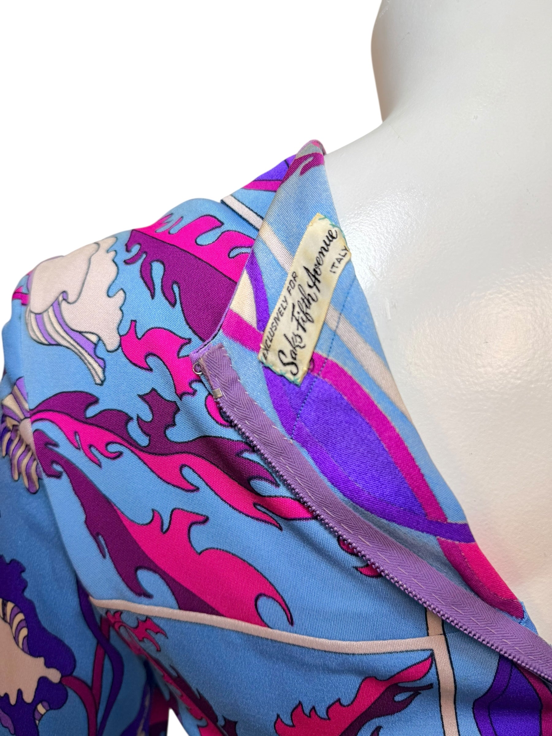 Vintage Emilio Pucci Psychedelic Print Long Sleeve Midi Dress | 1960s–1970s Italy