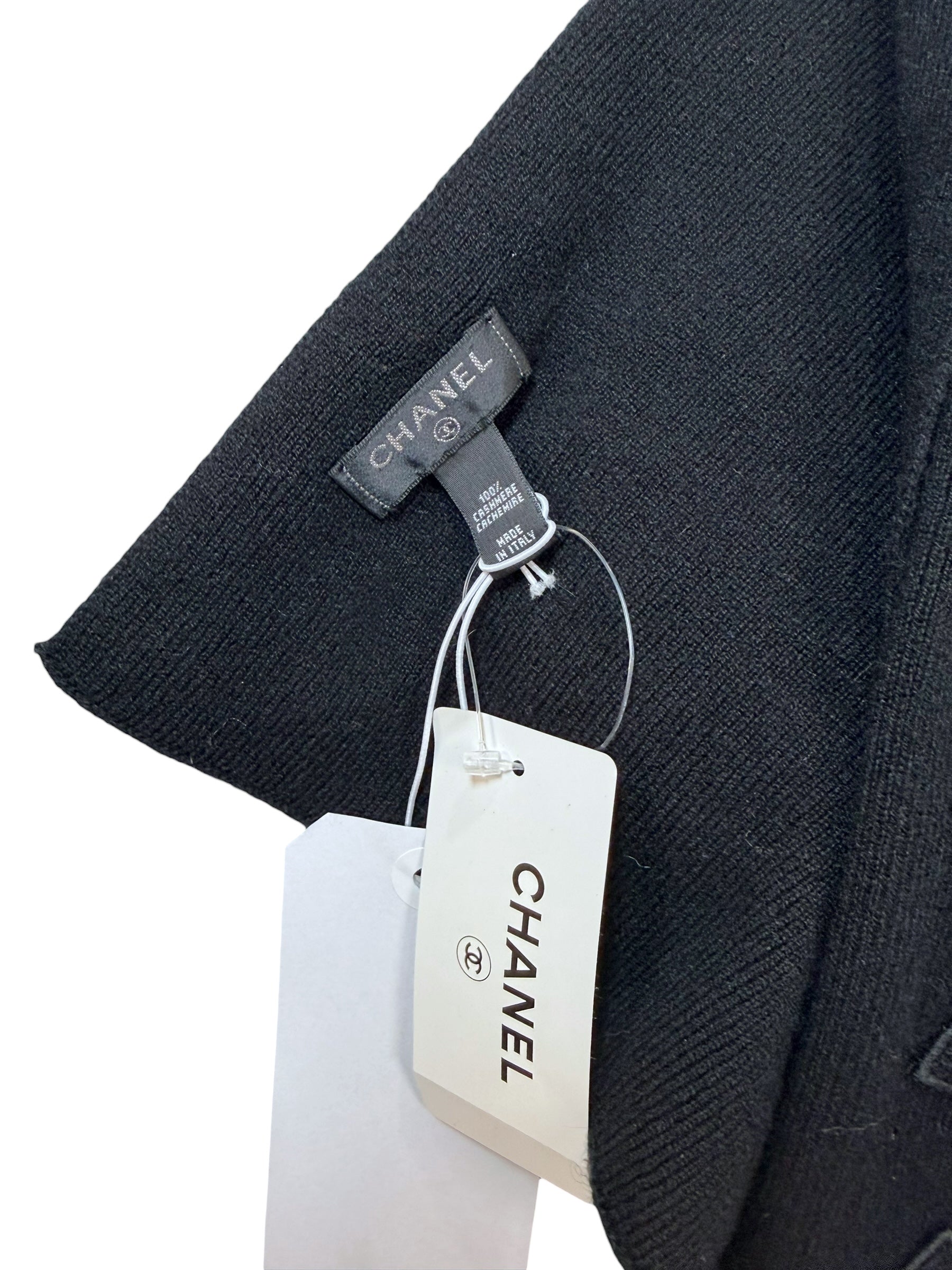 Chanel Black Cashmere Logo Scarf Wrap | Oversized CC Shawl Made in Italy (NWT)
