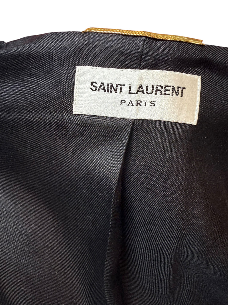 Saint Laurent Pink Tweed Faux Fur Cuff Jacket FW2021 Size FR38