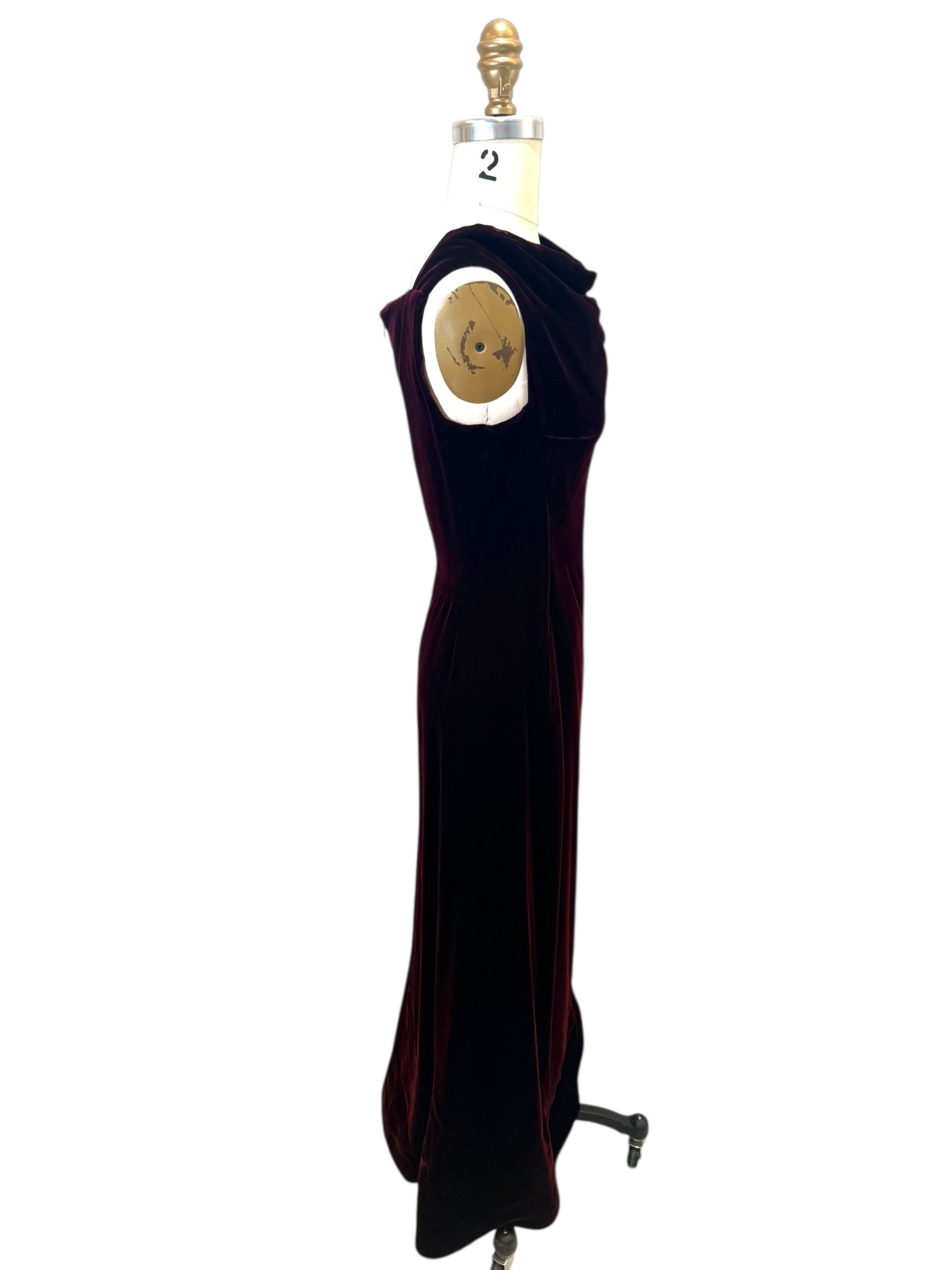 Alaïa FW2008 Burgundy Velvet Draped Cowl-Neck Evening Gown (IT 38 | US 0–2)