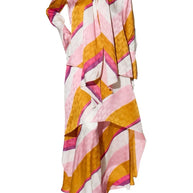 Fendi Spring 2022 Runway Silk Logo Pink Jacquard Stripe Set (Top & Pants), IT 40