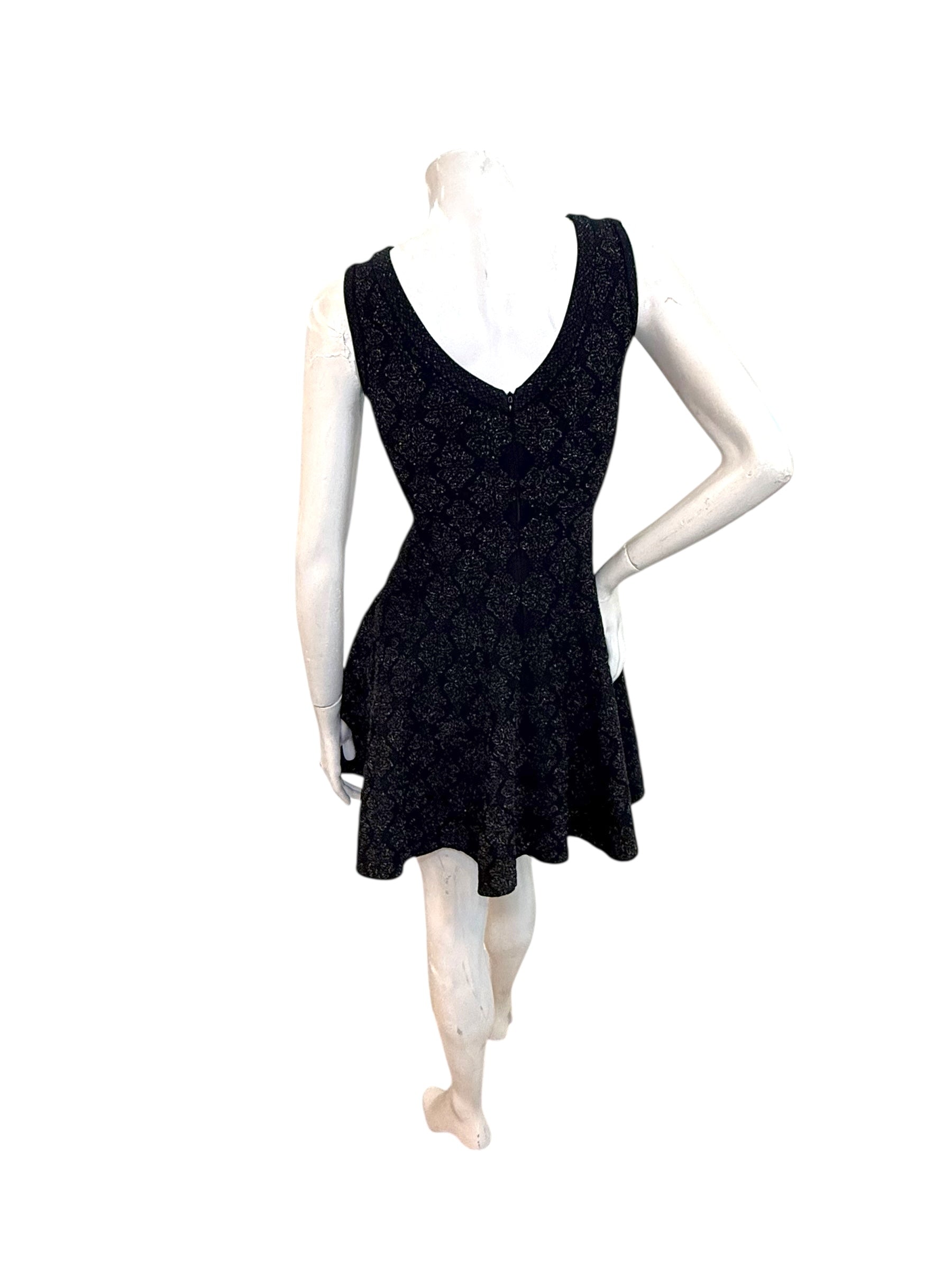 Alaïa Black Textured Knit Fit & Flare Dress IT 40 Made in Italy