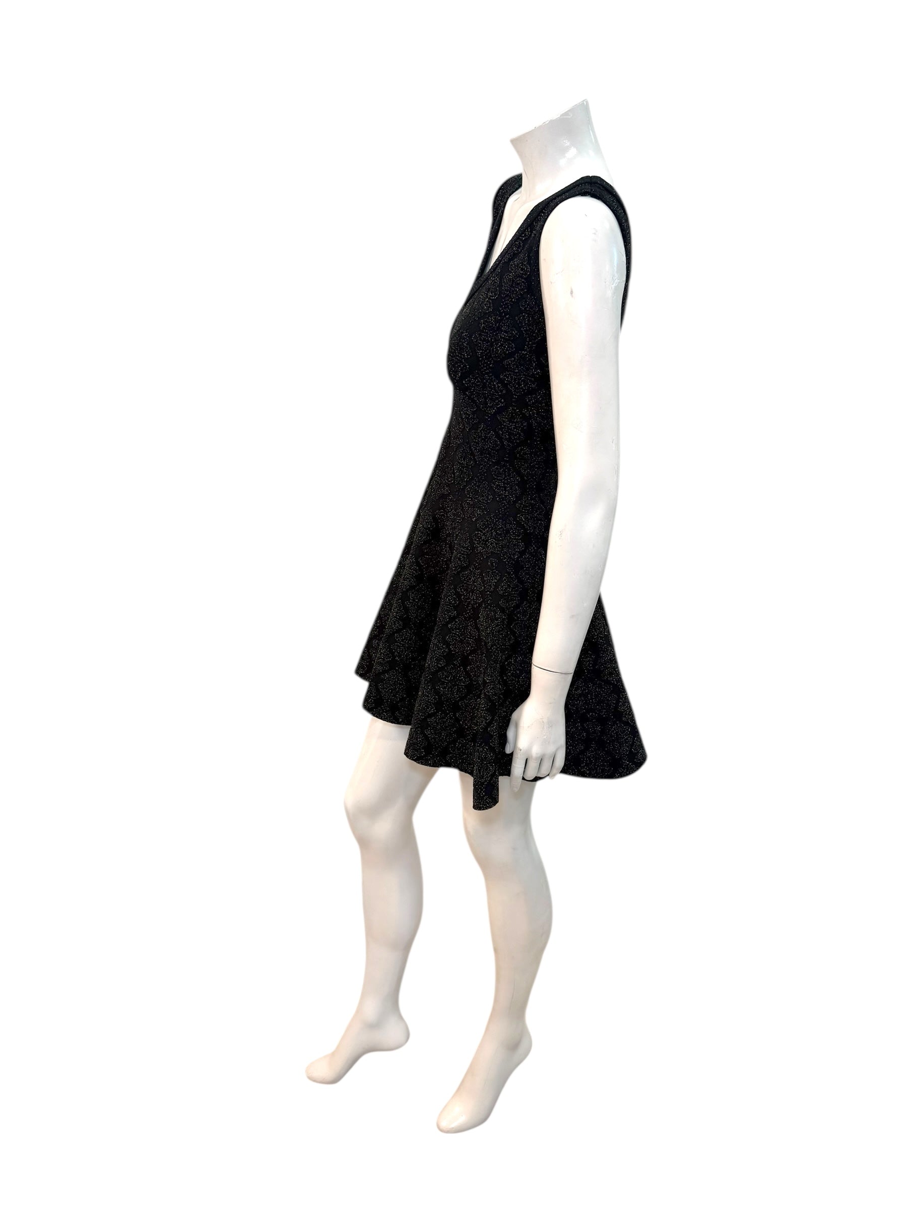 Alaïa Black Textured Knit Fit & Flare Dress IT 40 Made in Italy