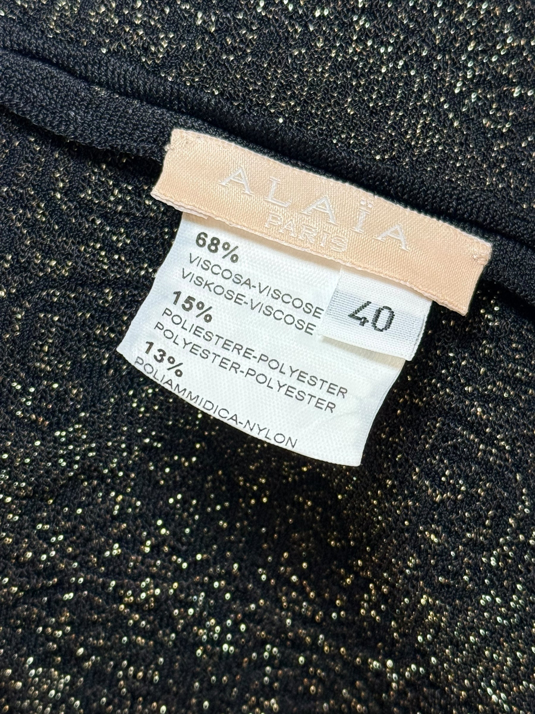 Alaïa Black Textured Knit Fit & Flare Dress IT 40 Made in Italy