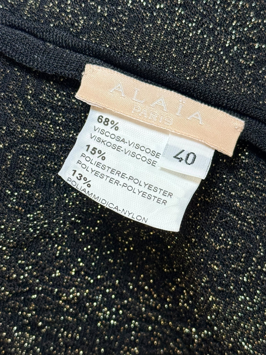 Alaïa Black Textured Knit Fit & Flare Dress IT 40 Made in Italy