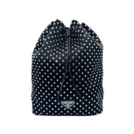 Prada Raso Black Crystal Satin Drawstring Pouch Bag | Bucket Evening Bag