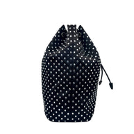 Prada Raso Black Crystal Satin Drawstring Pouch Bag | Bucket Evening Bag