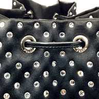 Prada Raso Black Crystal Satin Drawstring Pouch Bag | Bucket Evening Bag