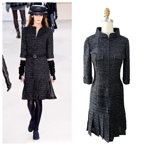 Chanel Runway Tweed Dress 2016K Look 80 Black Silver FR34 NWT