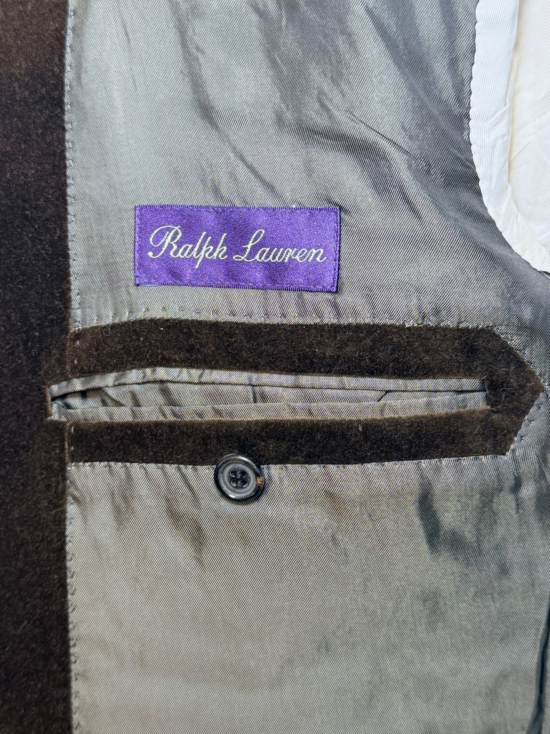 Ralph Lauren Purple Label Men’s Brown Velvet Blazer 46L Italian Tailored
