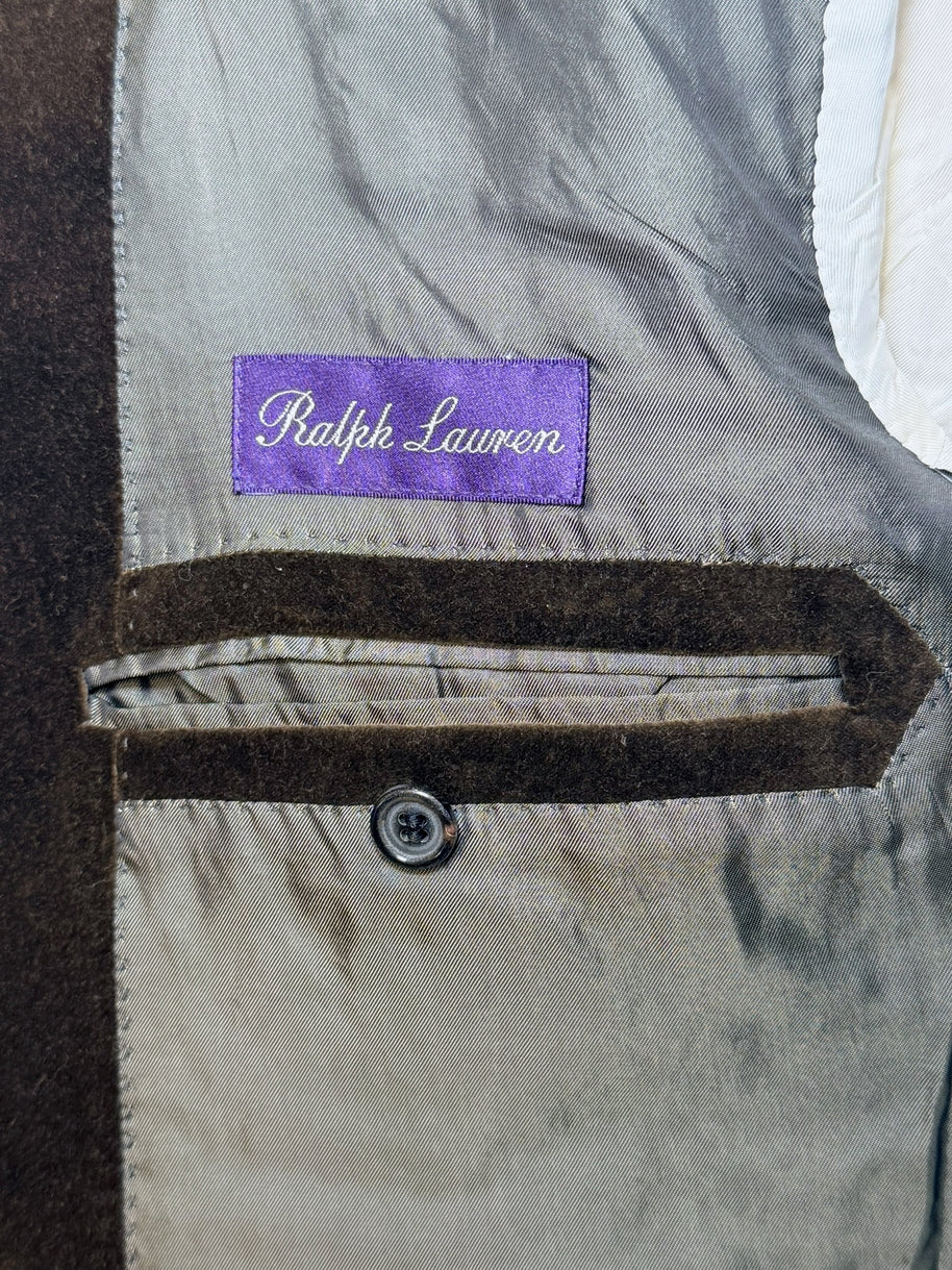 Ralph Lauren Purple Label Men’s Brown Velvet Blazer 46L Italian Tailored