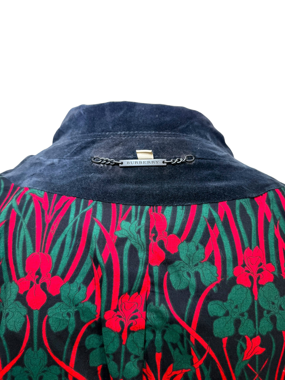 Burberry London Men’s Navy Velvet Jacket Floral Lining IT 54