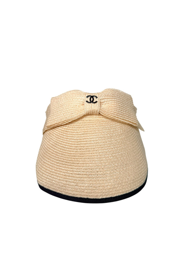 Chanel 2021 CC Bow Raffia Visor Size M