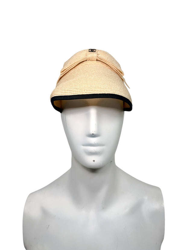 Chanel 2021 CC Bow Raffia Visor Size M