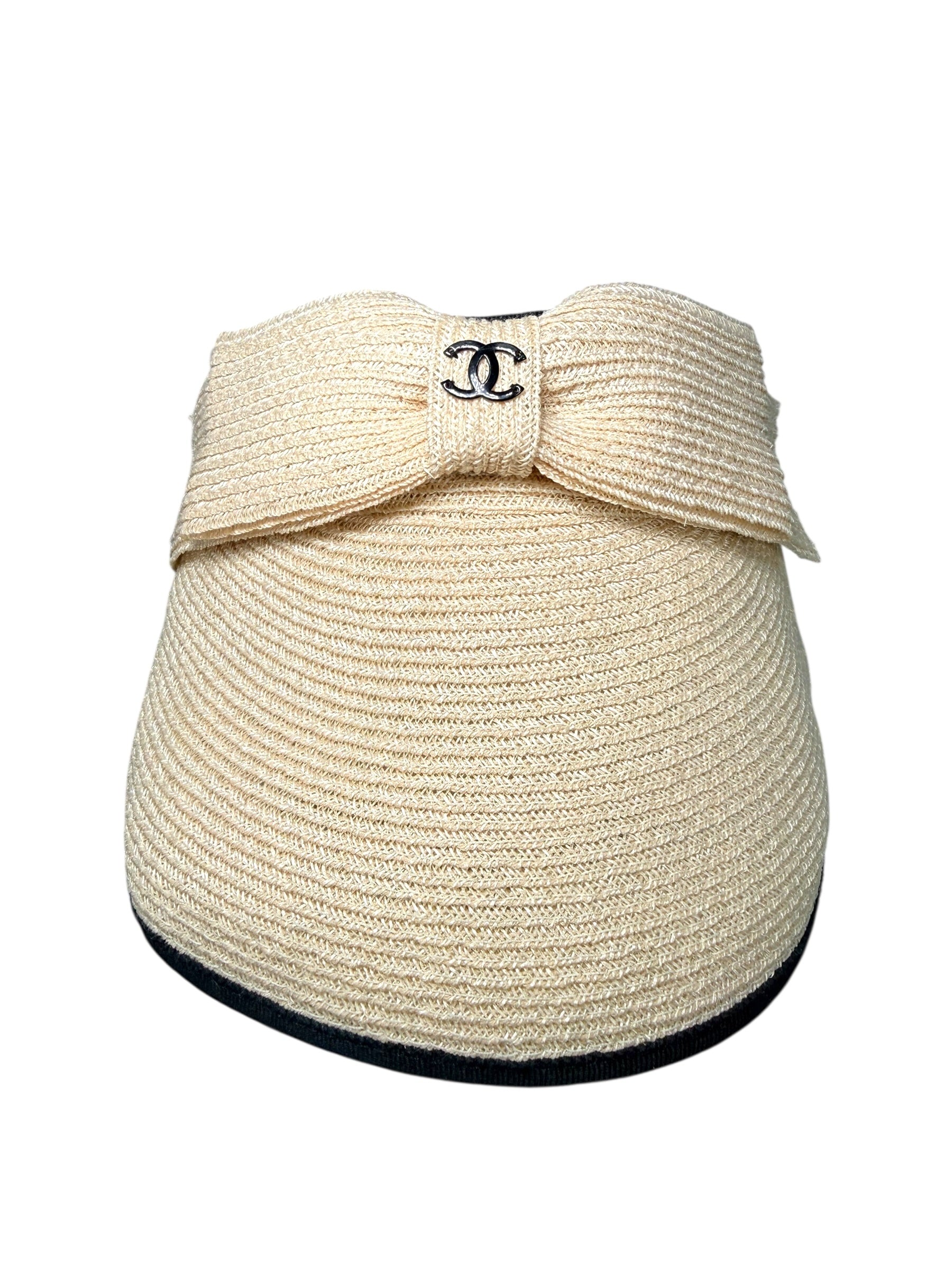 Chanel 2021 CC Bow Raffia Visor Size M