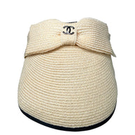 Chanel 2021 CC Bow Raffia Visor Size M