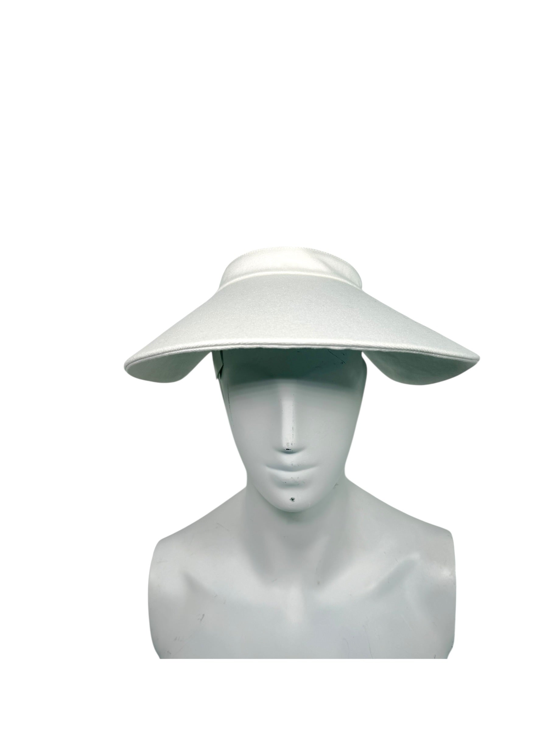 Fendi White Canvas Visor Hat with Leather Strap Made in Italy One Size