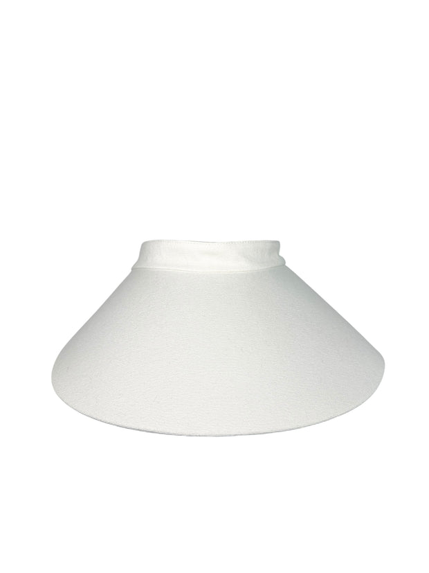 Fendi White Canvas Visor Hat with Leather Strap Made in Italy One Size