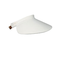 Fendi White Canvas Visor Hat with Leather Strap Made in Italy One Size