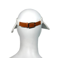 Fendi White Canvas Visor Hat with Leather Strap Made in Italy One Size