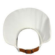 Fendi White Canvas Visor Hat with Leather Strap Made in Italy One Size