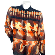 Fendi SS2019 Runway Silk Bird Print Button-Front Blouse IT 40