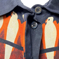 Fendi SS2019 Runway Silk Bird Print Button-Front Blouse IT 40