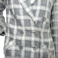 Chanel 2020P Tweed Blazer Dress Jacket FR 36 Ivory Black CC Buttons